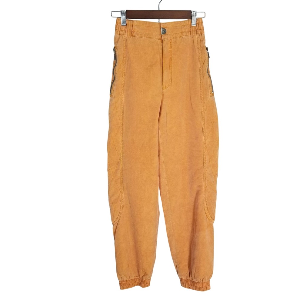 Luhta Vintage Orange Quilted Snow Pants High Waist Zip Pockets Size 6 Streetwear
